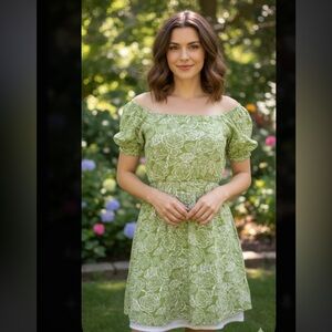 Sincerely Jules Green and White Patterned Skirt